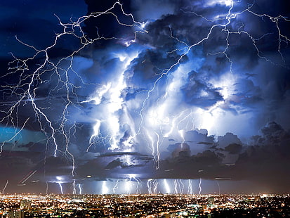 clouds, lightning, nature, rain, sky, storm, thunderstorm, HD wallpaper HD wallpaper