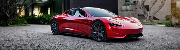 Tesla, Tesla Roadster, ultrawide, Tapety HD