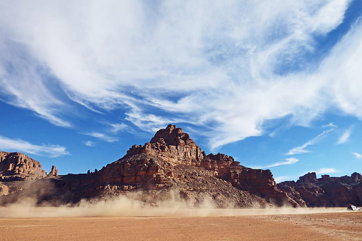 Earth, Desert, Africa, Algeria, Cloud, Dust, Hoggar Mountains, Mountain, Tassili N'Ajjer, HD wallpaper