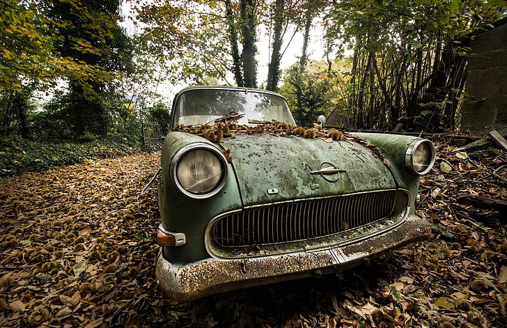 car, wreck, vehicle, old, Opel, HD wallpaper