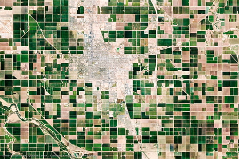 textile à carreaux vert et blanc, Terre, paysage, vue aérienne, nature, Fond d'écran HD HD wallpaper