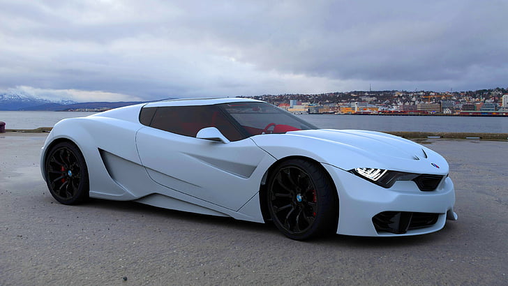 white sports coupe, BMW M9, roadster, coupe, white, HD wallpaper