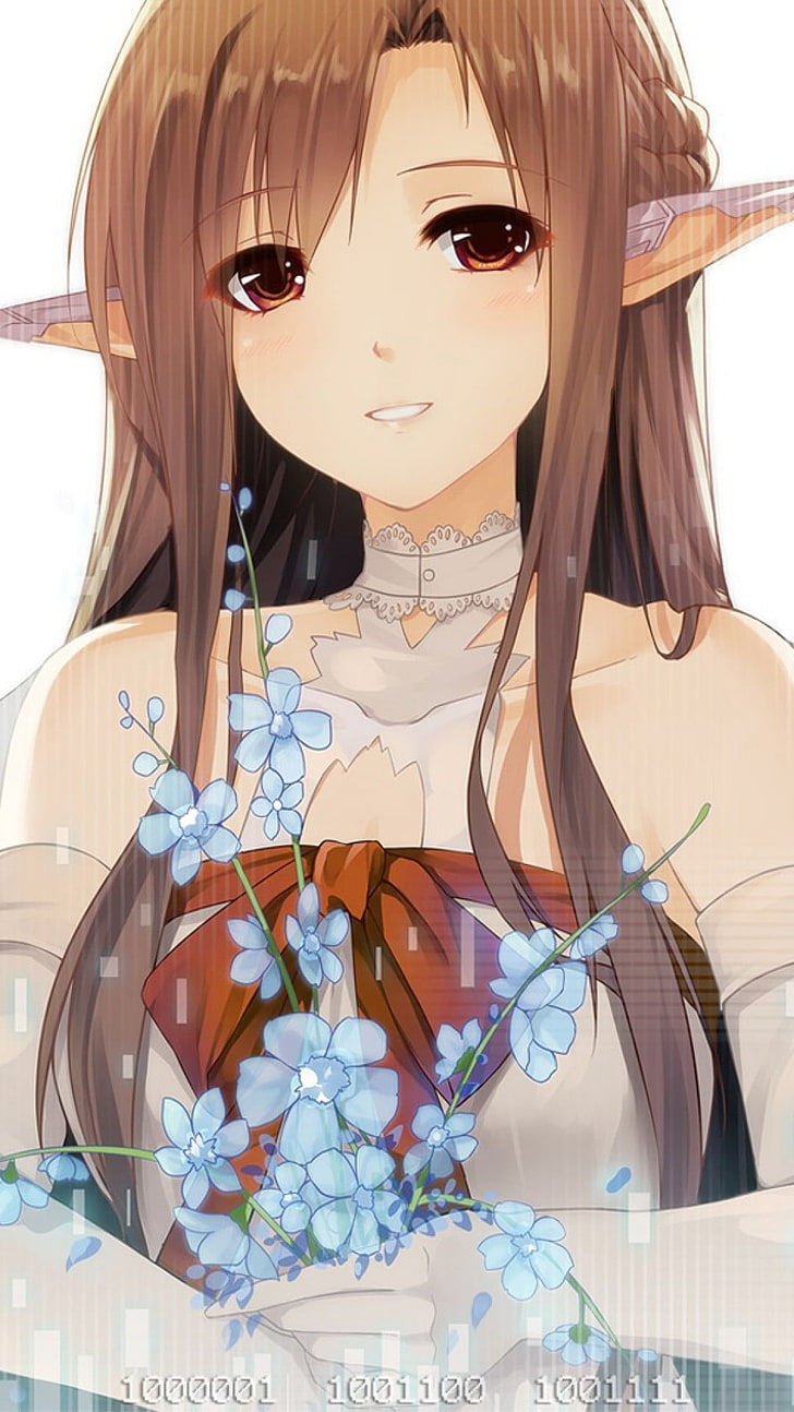 karakter wanita berambut coklat, Yuuki Asuna, Sword Art Online, gadis-gadis anime, Wallpaper HD, wallpaper seluler