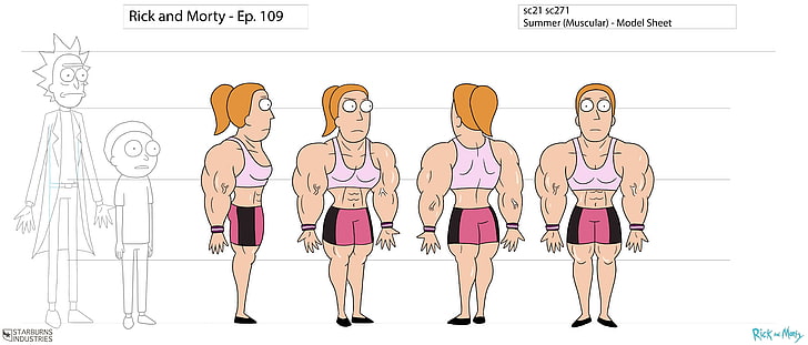 wanita mengenakan ilustrasi bra olahraga merah muda, Rick dan Morty, Summer Smith, Morty Smith, Rick Sanchez, Wallpaper HD