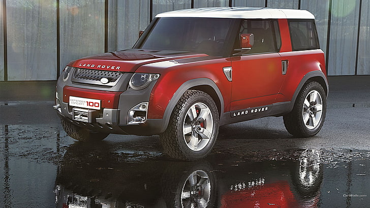 Land Rover vermelho SUV, Land Rover DC100, carros-conceito, carros vermelhos, HD papel de parede