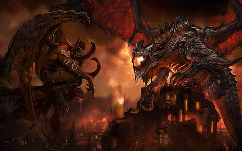 Warcraft, World Of Warcraft, Deathwing (World Of Warcraft), Illidan Stormrage, HD wallpaper HD wallpaper