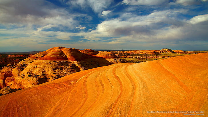 Sandstone Formations at Dusk, Canyonlands National Park, Utah, National Parks, HD wallpaper