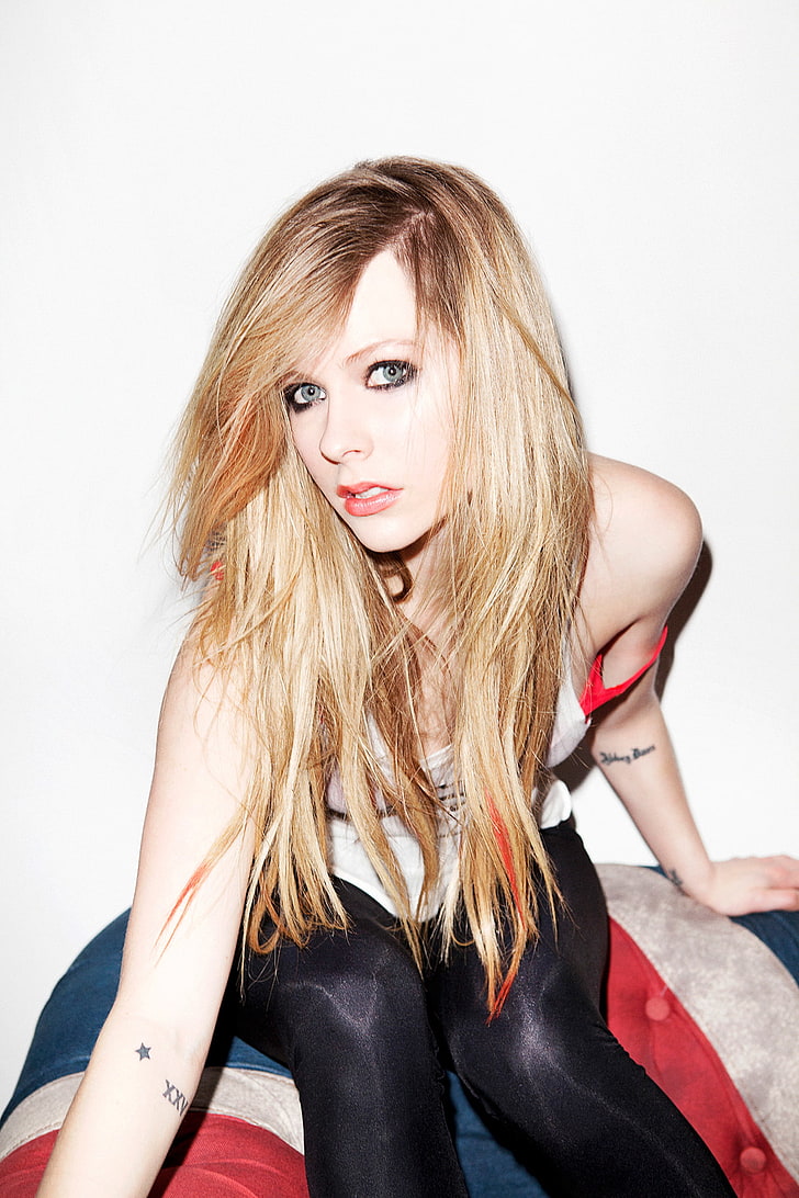Avril Lavigne, sångare, kvinnor, blondin, HD tapet, telefon tapet