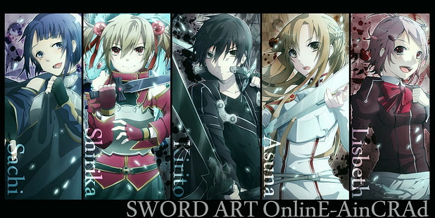 anime, Sword Art Online, animeflickor, Sachi, Shinozaki Rika, Yuuki Asuna, Kirigaya Kazuto, Ayano Keiko, HD tapet HD wallpaper