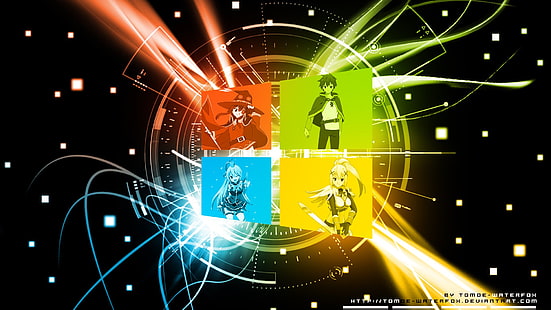 애니메이션, KonoSuba –이 멋진 세상에 대한 신의 축복 !!, Aqua (KonoSuba), Darkness (KonoSuba), Kazuma Satou, Megumin (KonoSuba), HD 배경 화면 HD wallpaper