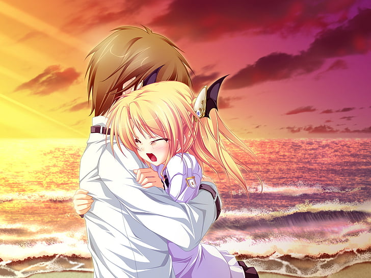 anime girl and boy hug couple love  9 Images