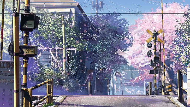 anime, 5 Centimeters Per Second, Makoto Shinkai, train, crossroads, HD wallpaper