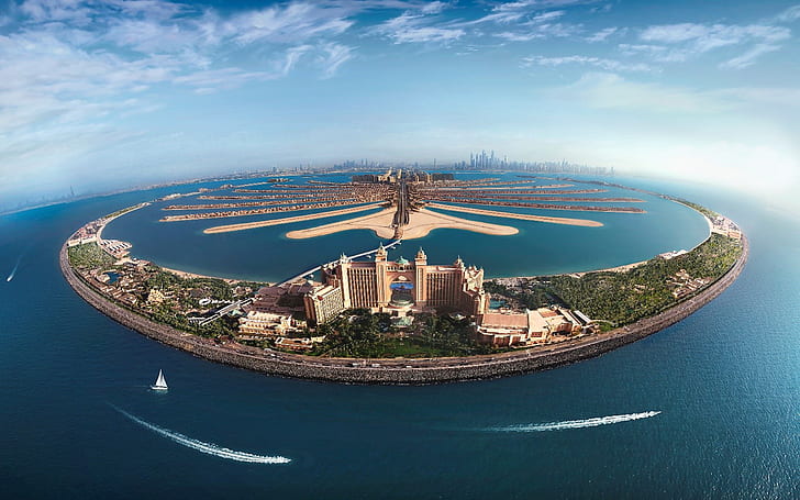 아라비아 걸프 Hd를 내려다 보이는 두바이 호텔 아틀란티스 팜 주 메이라 섬 배경 화면 2560 × 1600, HD 배경 화면