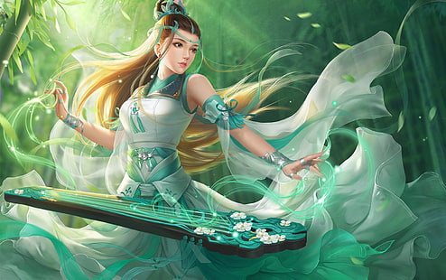 Fantasiekunst, Fantasiemädchen, chinesisches Kleid, WuXia, HD-Hintergrundbild HD wallpaper