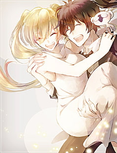 zwei lachende Anime-Charaktere, Kekkai Sensen, Leonardo Watch, Mary Macbeth, HD-Hintergrundbild HD wallpaper