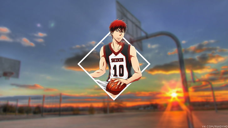 Kagami Taiga, Kuroko no Basket, anime, basket, gambar-dalam-gambar, Wallpaper HD