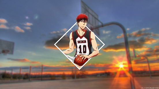 Kagami Taiga, Kuroko no Basket, anime, basket, picture-in-picture, Sfondo HD HD wallpaper