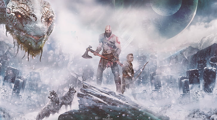 God of War (PS4) скандинавска митология, игри, God Of War, Kratos, видеоигра, godofwar, 2018, скандинавска, митология, atreus, GodofWarIV, HD тапет