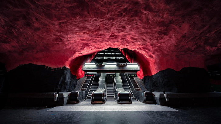 solna, bawah tanah, stockholm, swedia, eropa, metro, stasiun metro, tabung, kereta bawah tanah, Wallpaper HD
