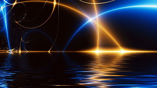 Wasser, digitale Kunst, Licht, Himmel, Beleuchtung, Nacht, Energie, Spezialeffekte, HD-Hintergrundbild HD wallpaper