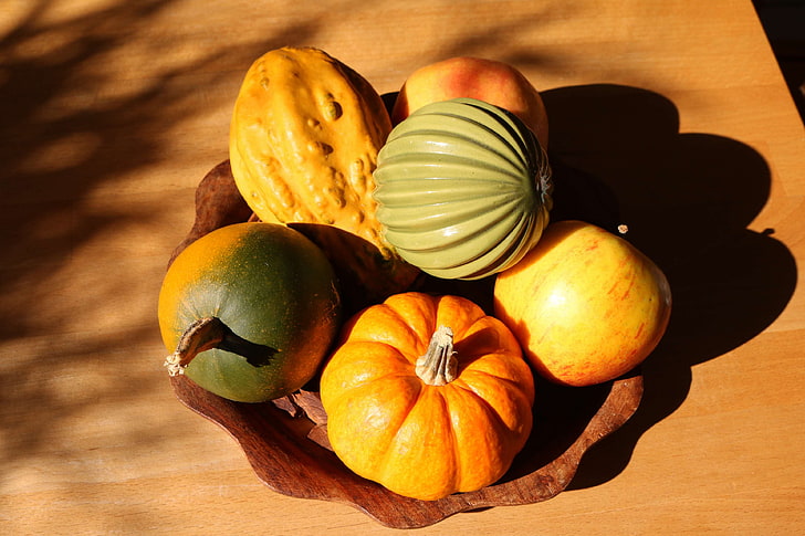 mela, autunno, colori autunnali, zucca, Sfondo HD