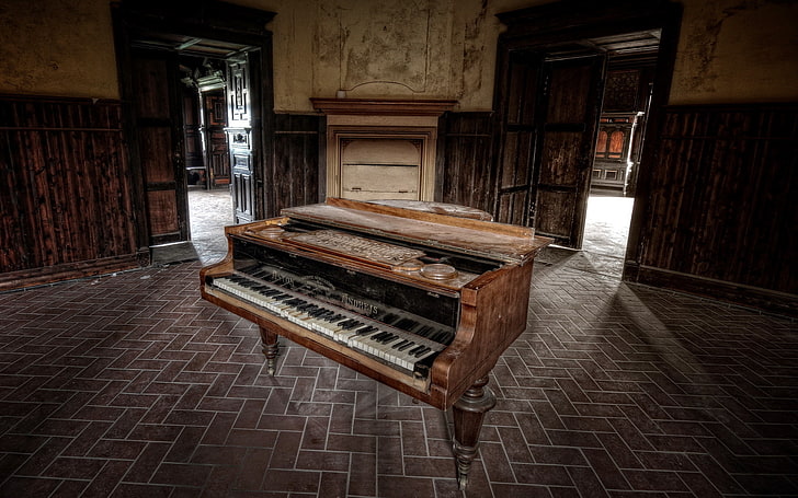 piano de madera marrón, música, fondo, piano, Fondo de pantalla HD