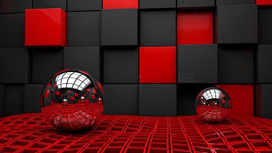 sfera, riflessione, rendering, CGI, arte digitale, Sfondo HD HD wallpaper