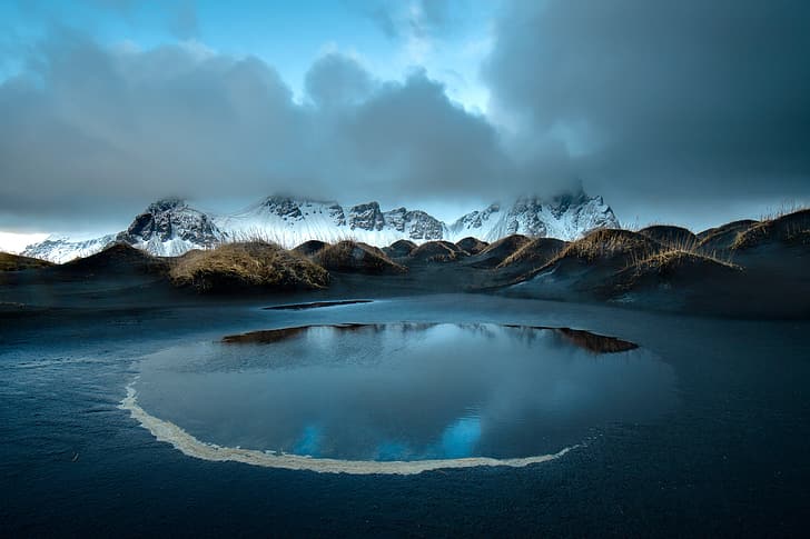 ชายหาด เมฆ ภูเขา ธรรมชาติ ไอซ์แลนด์ แหลม Stokksnes มี stoknes, วอลล์เปเปอร์ HD
