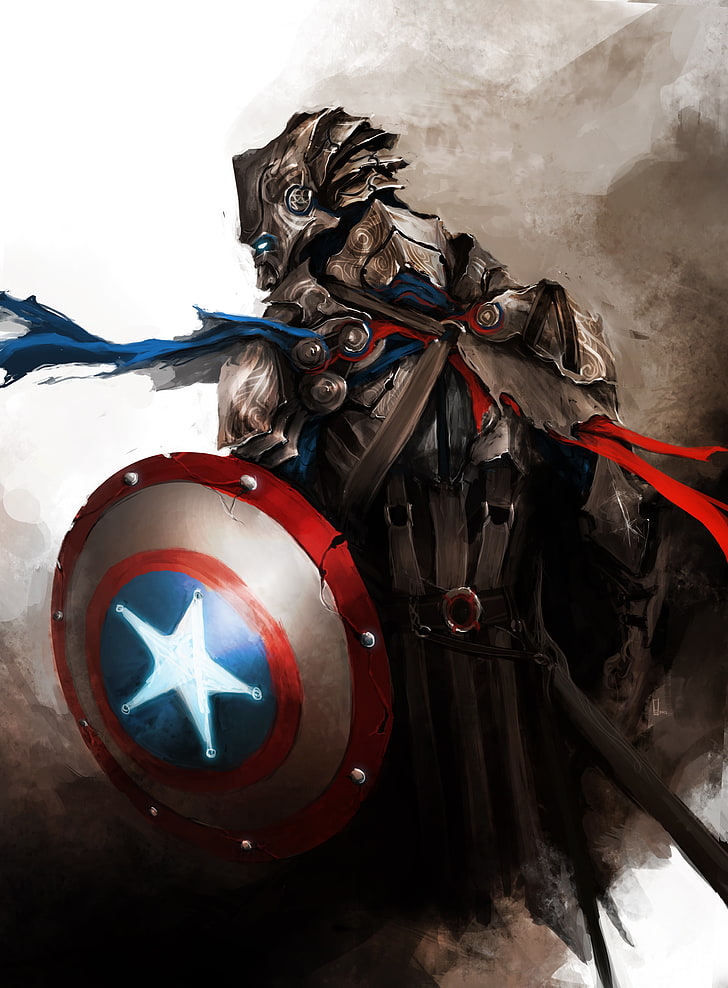 medieval Captain America fan art digital wallpaper, Captain America, fantasy art, The Avengers, Guild Wars 2, HD wallpaper