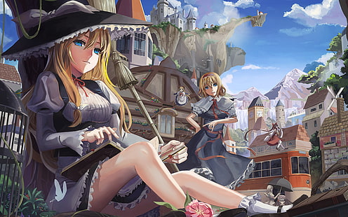 Anime Mädchen, Touhou, Kirisame Marisa, Alice Margatroid, HD-Hintergrundbild HD wallpaper