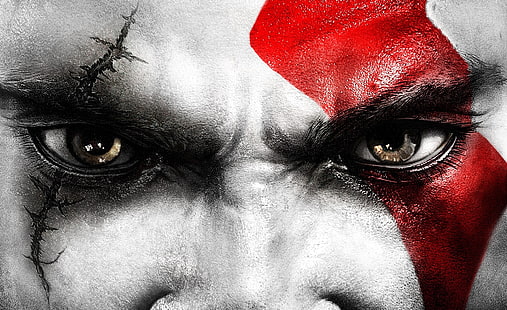 Kratos God of War III, ภาพประกอบใบหน้าของ Kratos, เกม, God Of War, Kratos, god of war iii, kratos god of war iii, วอลล์เปเปอร์ HD HD wallpaper