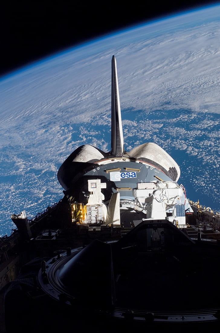 Space Shuttle Atlantis, NASA, STS-122, NASA Marshall Space Flight Center, Raumstation, Columbus-Modul, Weltraum, HD-Hintergrundbild, Handy-Hintergrundbild