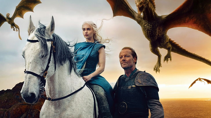 Papel de parede de Game of Thrones, Game of Thrones, Emilia Clarke, Daenerys Targaryen, dragão, HD papel de parede