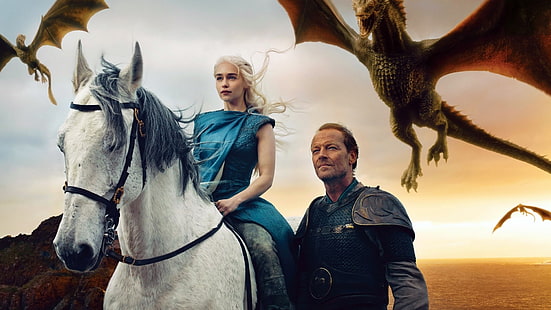 Game of Thrones tapet, Game of Thrones, Emilia Clarke, Daenerys Targaryen, drake, HD tapet HD wallpaper