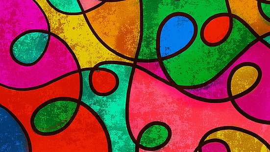 colorful, lines, art, modern art, material, circle, visual arts, pattern, design, glass, window, stained glass, paint, painting, graphic design, graphics, HD wallpaper HD wallpaper