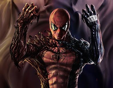 Marvel Spider-Man иллюстрация, Человек-паук, Яд, Резня, Симбиот, HD обои HD wallpaper