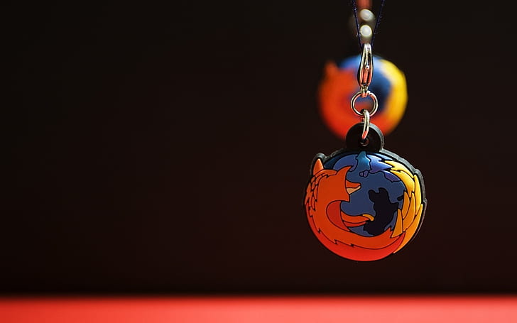 Trinket Mozilla, orange blue and yellow pendant necklace, web, search, browser, orange, firefox logo, HD wallpaper