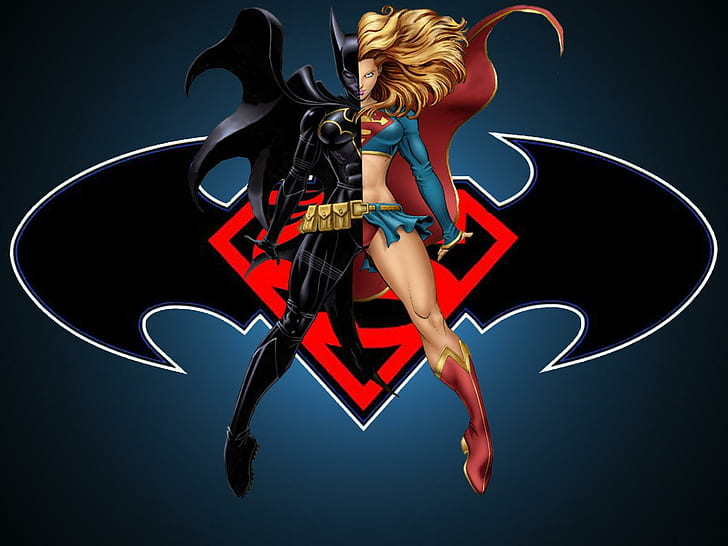 Female HD, batgirl and super girl poster, comics, female, HD wallpaper