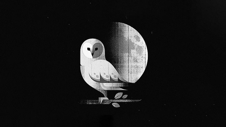フクロウと月のイラストhd壁紙無料ダウンロード Wallpaperbetter