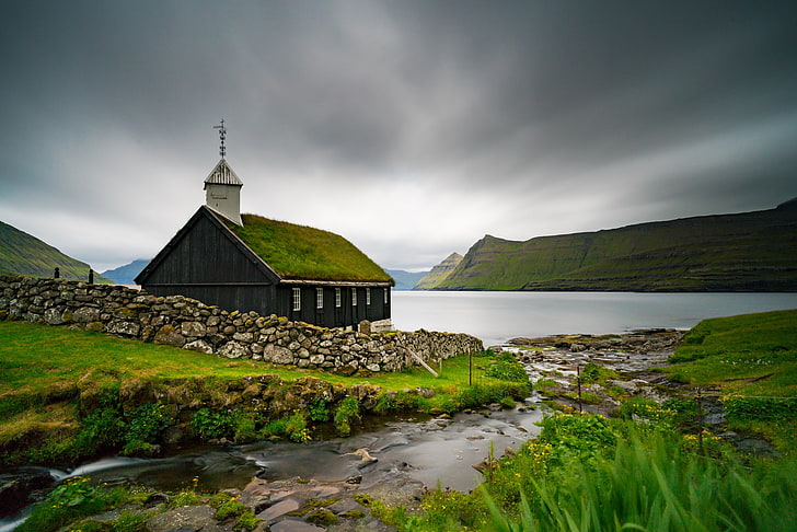 Igreja, Ilhas Faroé, HD papel de parede