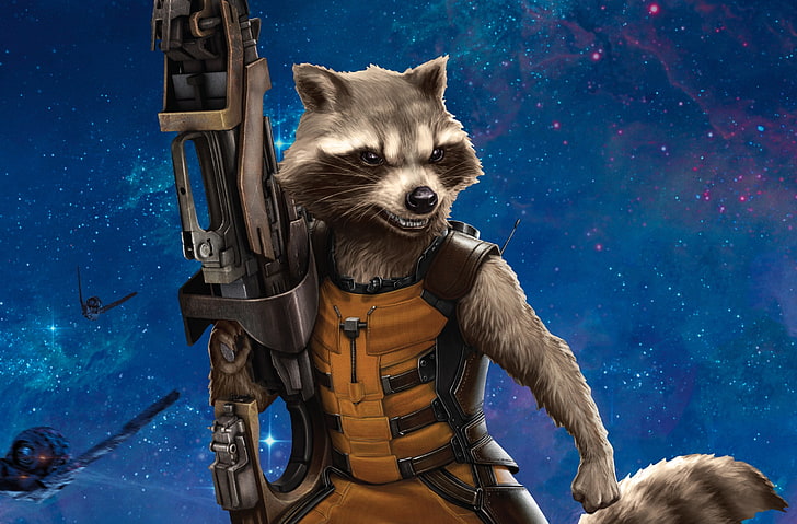 Rocket Raccoon 2014, Guardians of the Galaxy Rocket Raccoon uttryckt av Bradley Cooper, Cartoons, Övriga, Rocket, Film, Film, Raccoon, 2014, väktare av galaxen, HD tapet