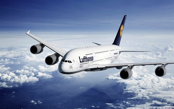 380, 861, A380, Airbus, Airbus A, aircraft, airplane, Lufthansa, HD wallpaper