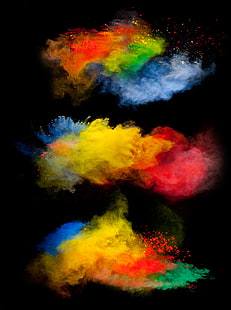 powder explosion, powder, black background, colorful, HD wallpaper HD wallpaper