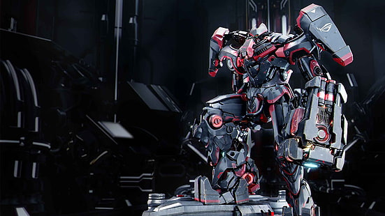 schwarz-roter roboter, asus, computer, spiel, spieler, republik, HD-Hintergrundbild HD wallpaper
