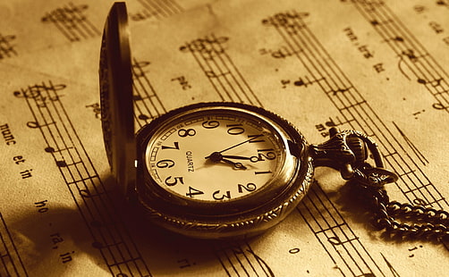 Zegar kieszonkowy, okrągły brązowy zegarek kieszonkowy, Vintage, Pocket, Clock, Tapety HD HD wallpaper