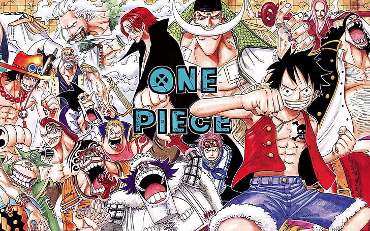 One Piece characters illustration, One Piece, anime, Portgas D. Ace, Vice Admiral Smoker, Monkey D. Luffy, Shanks, HD wallpaper