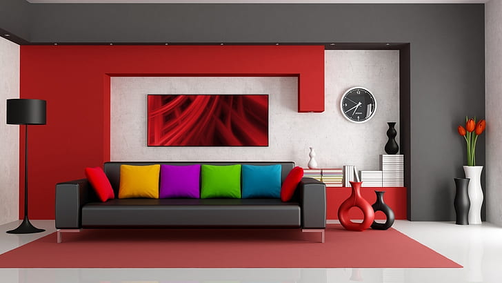 design, móveis, interior, sala, quartos, HD papel de parede