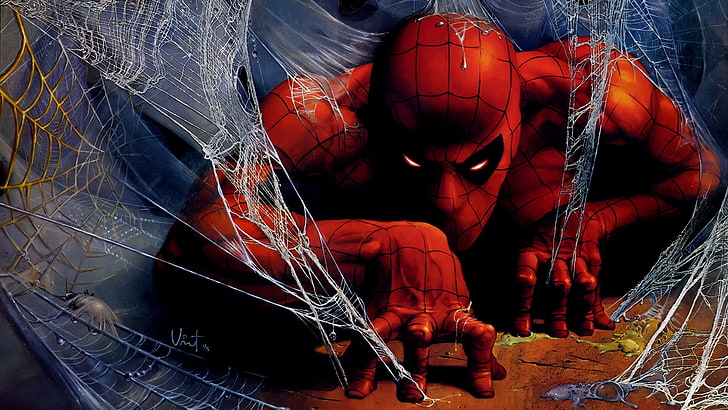 komiksy, Spider-Man, Peter Parker, sztuka cyfrowa, rysunek, Marvel Comics, Tapety HD