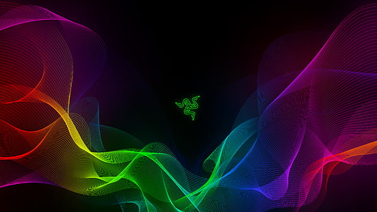 Logotipo de Razer, Razer, abstracto, colorido, ondas, 4K, Fondo de pantalla HD HD wallpaper