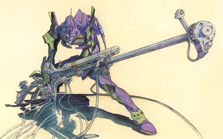 خلفية شخصية أرجوانية ومتعددة الألوان ، Neon Genesis Evangelion ، EVA Unit 01، خلفية HD